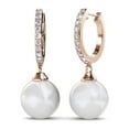 thumbnail image 1 of Cate & Chloe Daphne 18k Rose Gold Plated Shell Pearl Earrings with Swarovski Crystals for Women, 1 of 10