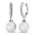 thumbnail image 1 of Cate & Chloe Daphne 18k White Gold Plated Shell Pearl Earrings with Swarovski Crystals for Women, 1 of 10