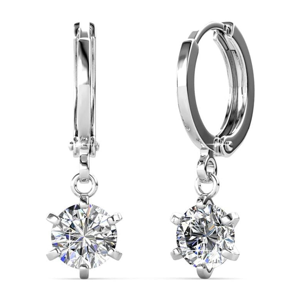 Cate Chloe McKenzie 18k White Gold Plated Drop Dangle Earrings with Swarovski Crystals for Women