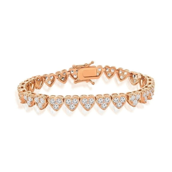 Cate & Chloe Donna 18k Rose Gold Plated Heart Bracelet with Simulated Diamond Crystals for Women