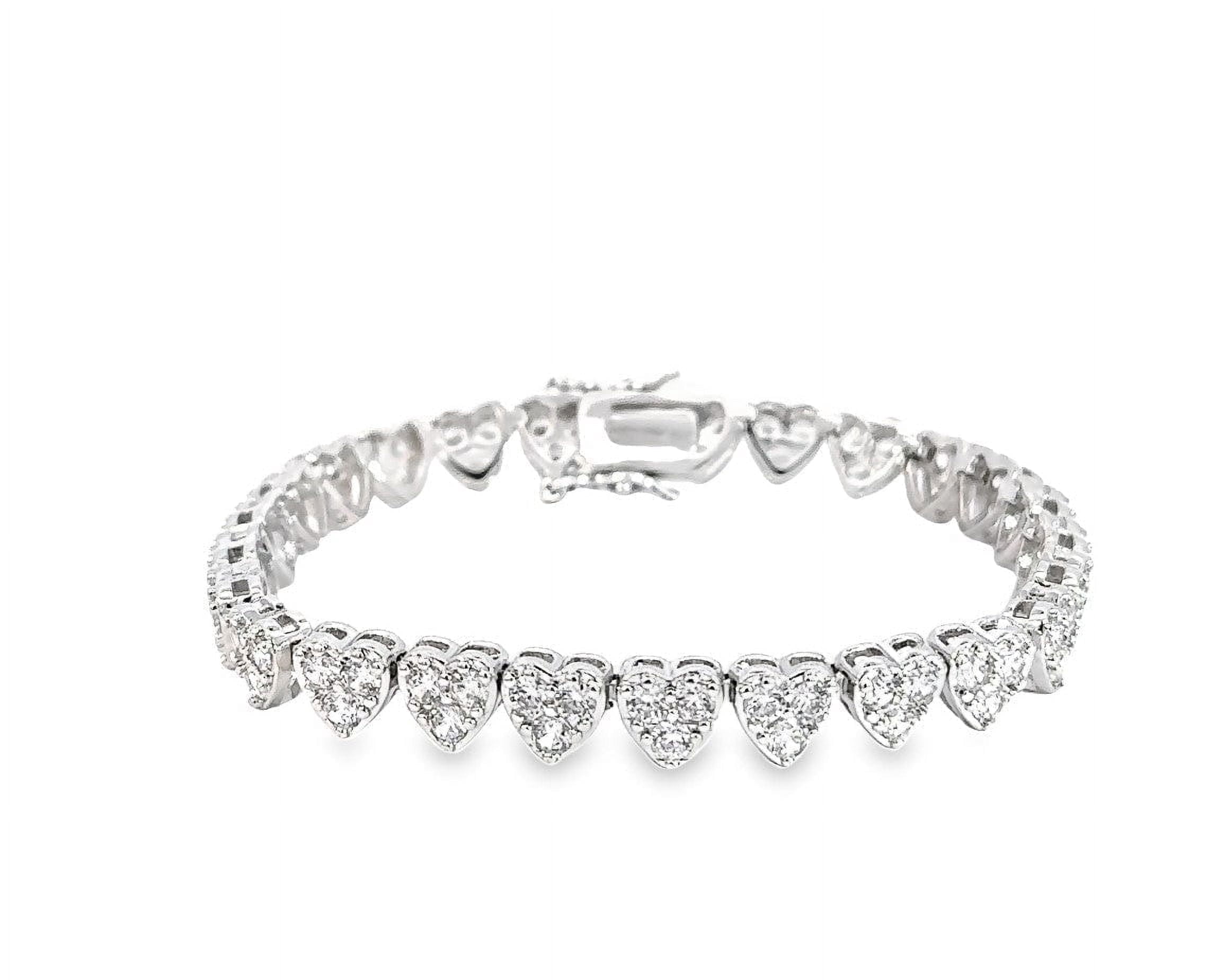 Cate & Chloe Donna 18k White Gold Plated Heart Bracelet with Simulated Diamond Crystals for Women