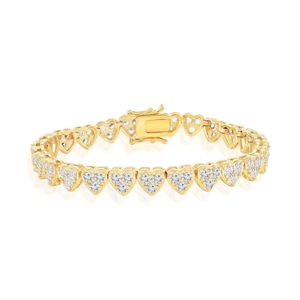 Cate & Chloe Donna 18k Yellow Gold Plated Heart Bracelet with Simulated Diamond Crystals for Women