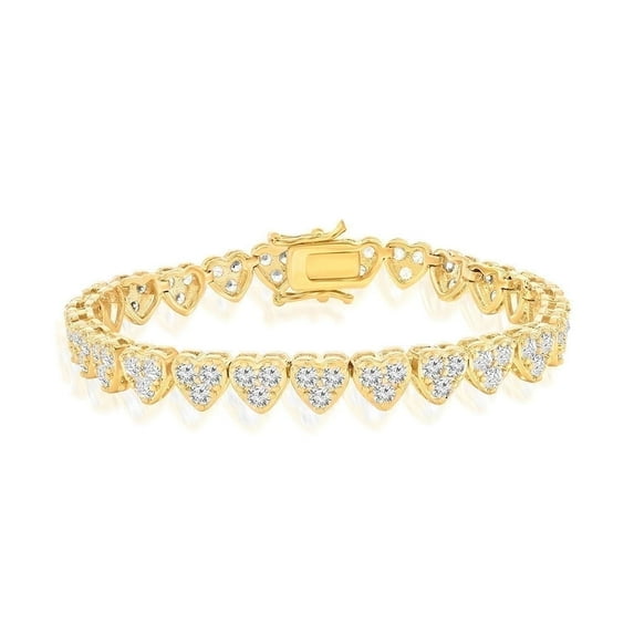 Cate & Chloe Donna 18k Yellow Gold Plated Heart Bracelet with Simulated Diamond Crystals for Women