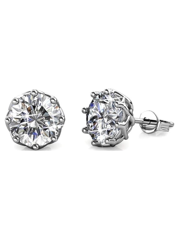 Eden 18k White Gold Plated Stud Earrings with Swarovski Crystals Gift for Women