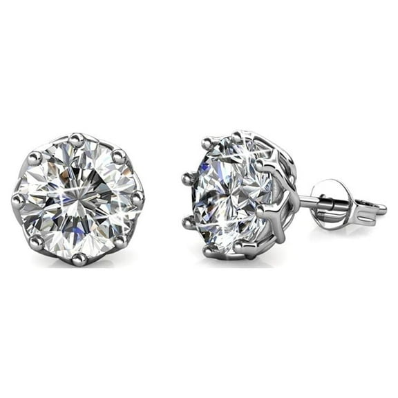 Cate & Chloe Eden 18k White Gold Plated Stud Earrings with Swarovski Crystals Gift for Women