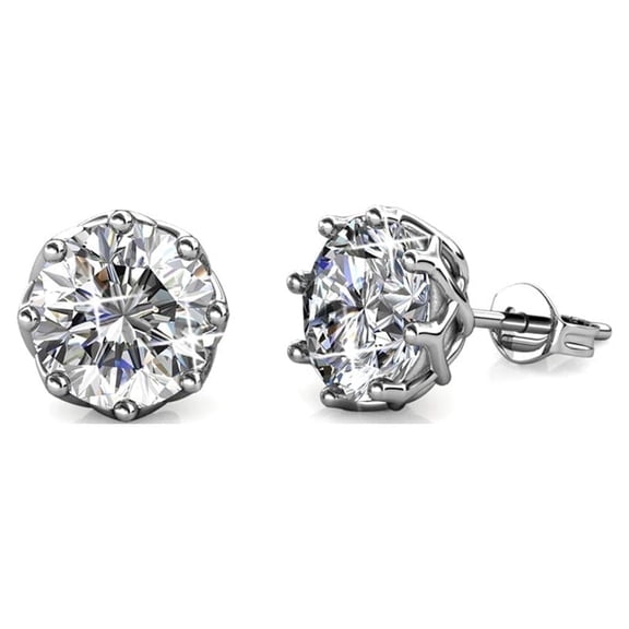 Cate & Chloe Eden 18k White Gold Plated Stud Earrings with Swarovski Crystals Gift for Women
