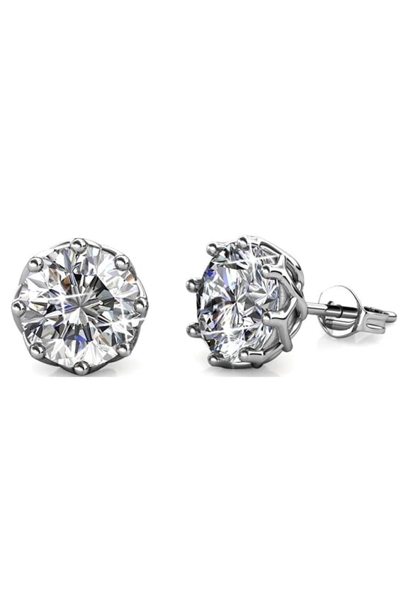 Eden 18k White Gold Plated Stud Earrings with Swarovski Crystals Gift for Women