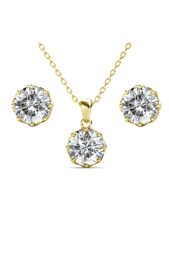 Eden 18k Yellow Gold Plated Silver Jewelry Set with Swarovski Crystals Gift for Women