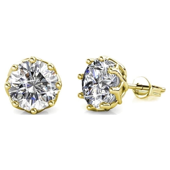 Cate & Chloe Eden 18k Yellow Gold Plated Stud Earrings with Swarovski Crystals Gift for Women