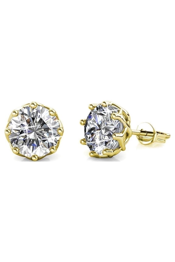 Eden 18k Yellow Gold Plated Stud Earrings with Swarovski Crystals Gift for Women
