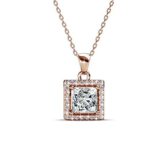 Cate & Chloe Ekatrina 18k Rose Gold Plated Pendant Necklace with Swarovski Crystals Gift for Women