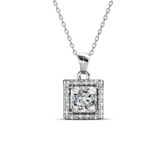 Cate & Chloe Ekatrina 18k White Gold Plated Pendant Necklace with Swarovski Crystals Gift for Women