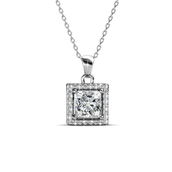 Cate & Chloe Ekatrina 18k White Gold Plated Pendant Necklace with Swarovski Crystals Gift for Women