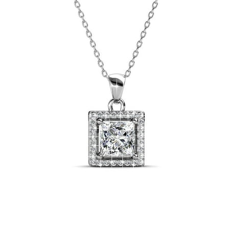 Cate & Chloe Ekatrina 18k White Gold Plated Pendant Necklace with Swarovski Crystals Gift for Women