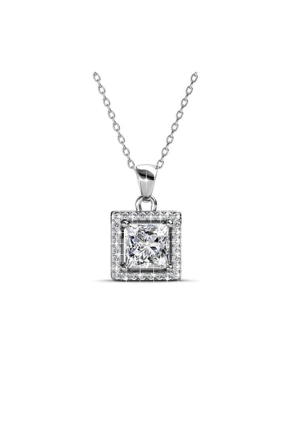 Ekatrina 18k White Gold Plated Pendant Necklace with Swarovski Crystals Gift for Women