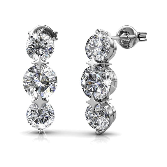 Cate & Chloe Ellie 18k White Gold Plated Drop Earrings with Swarovski Crystals Gift for Women