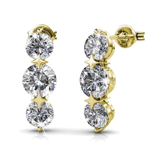 Cate & Chloe Lucille 18k Yellow Gold Plated Drop Earrings with Swarovski Crystals Gift for Women