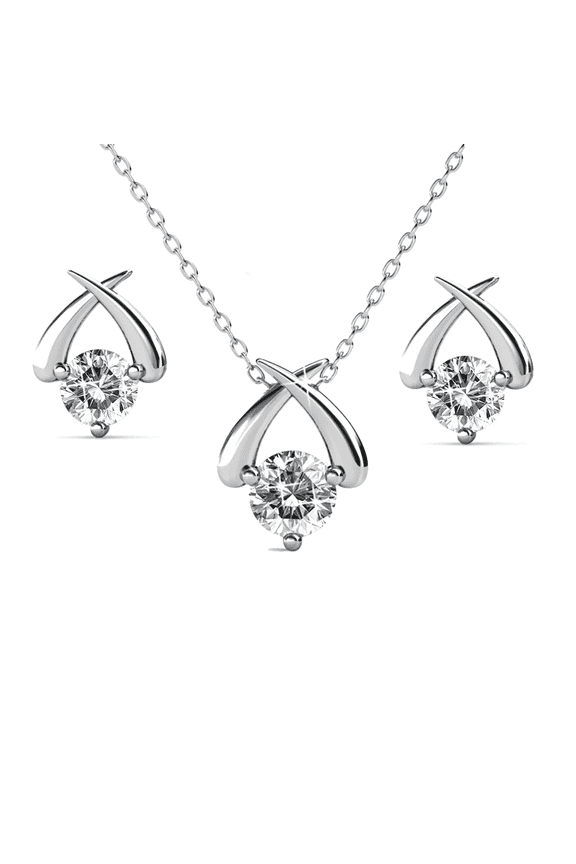 Eloise 18k White Gold Plated Silver Jewelry Set with Swarovski Crystals for Women