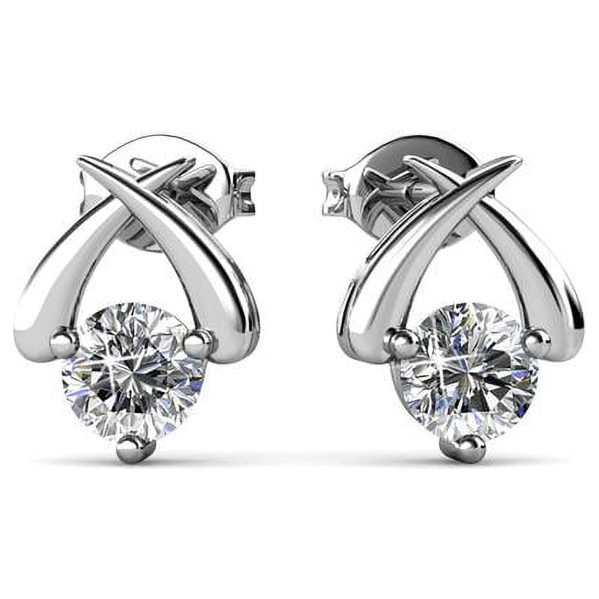 Cate & Chloe Eloise 18k White Gold Plated Stud Earrings with Swarovski Crystals Gift for Women