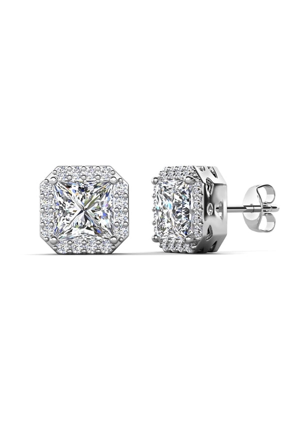Estelle 18k White Gold Plated Stud Earrings with Simulated Diamonds Gift for Women