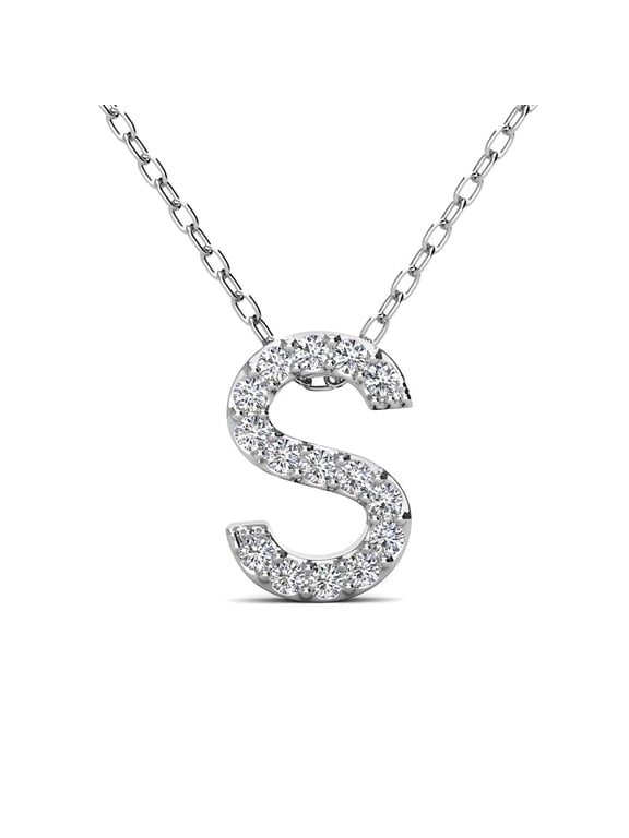 Ethereal Collection 18k White Gold Plated Women's Initial Necklace, Swarovski Crystals
