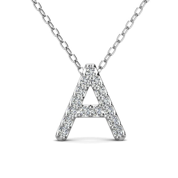 Cate & Chloe Ethereal Collection 18k White Gold Plated Women's Initial Necklace, Swarovski Crystals