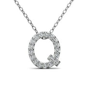 CATE & CHLOE Ethereal Collection 18k White Gold Plated Women's Initial Necklace, Swarovski Crystals