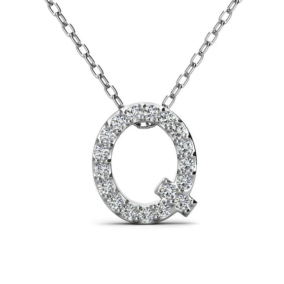 Cate & Chloe Ethereal Collection 18k White Gold Plated Women's Initial Necklace, Swarovski Crystals