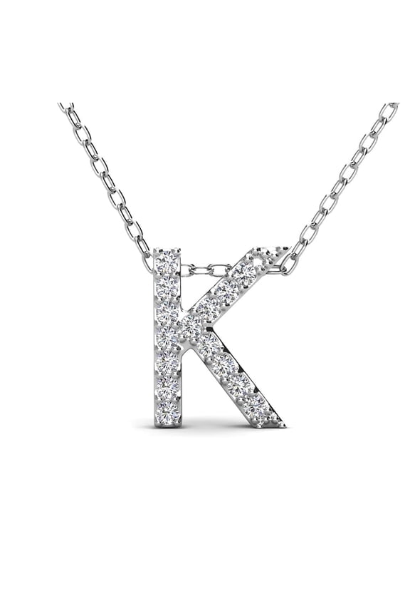 Ethereal Collection 18k White Gold Plated Women's Initial Necklace, Swarovski Crystals