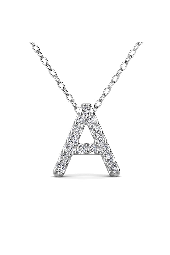 Ethereal Collection 18k White Gold Plated Women's Initial Necklace, Swarovski Crystals