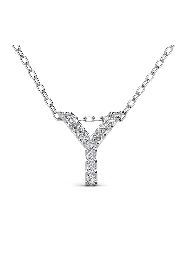 Ethereal Collection 18k White Gold Plated Women's Initial Necklace, Swarovski Crystals