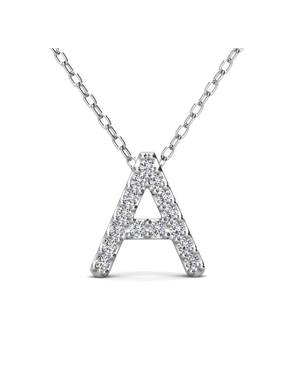Ethereal Collection 18k White Gold Plated Women's Initial Necklace, Swarovski Crystals