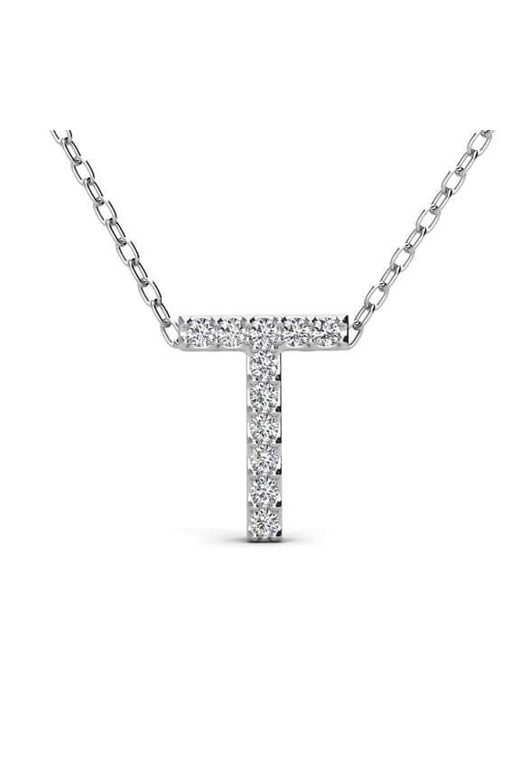 Ethereal Collection 18k White Gold Plated Women's Initial Necklace, Swarovski Crystals