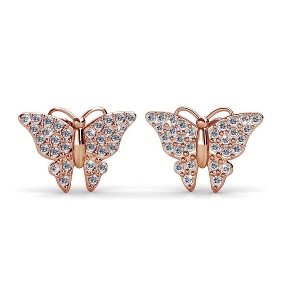 Cate & Chloe Everlee 18k Rose Gold Plated Stud Earrings with Pave Swarovski Crystals for Women