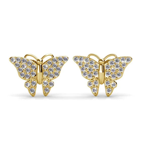 Cate & Chloe Everlee 18k Yellow Gold Plated Stud Earrings with Pave Swarovski Crystals for Women