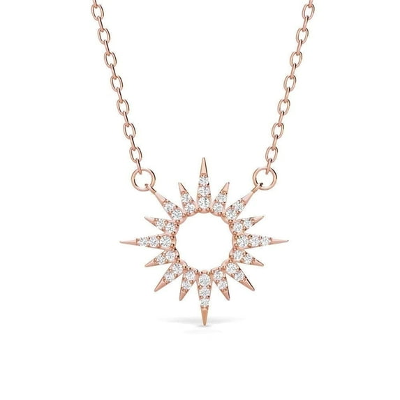 Cate & Chloe Evie 18k Rose Gold Plated Sun Pendant Necklace with Swarovski Crystals for Women