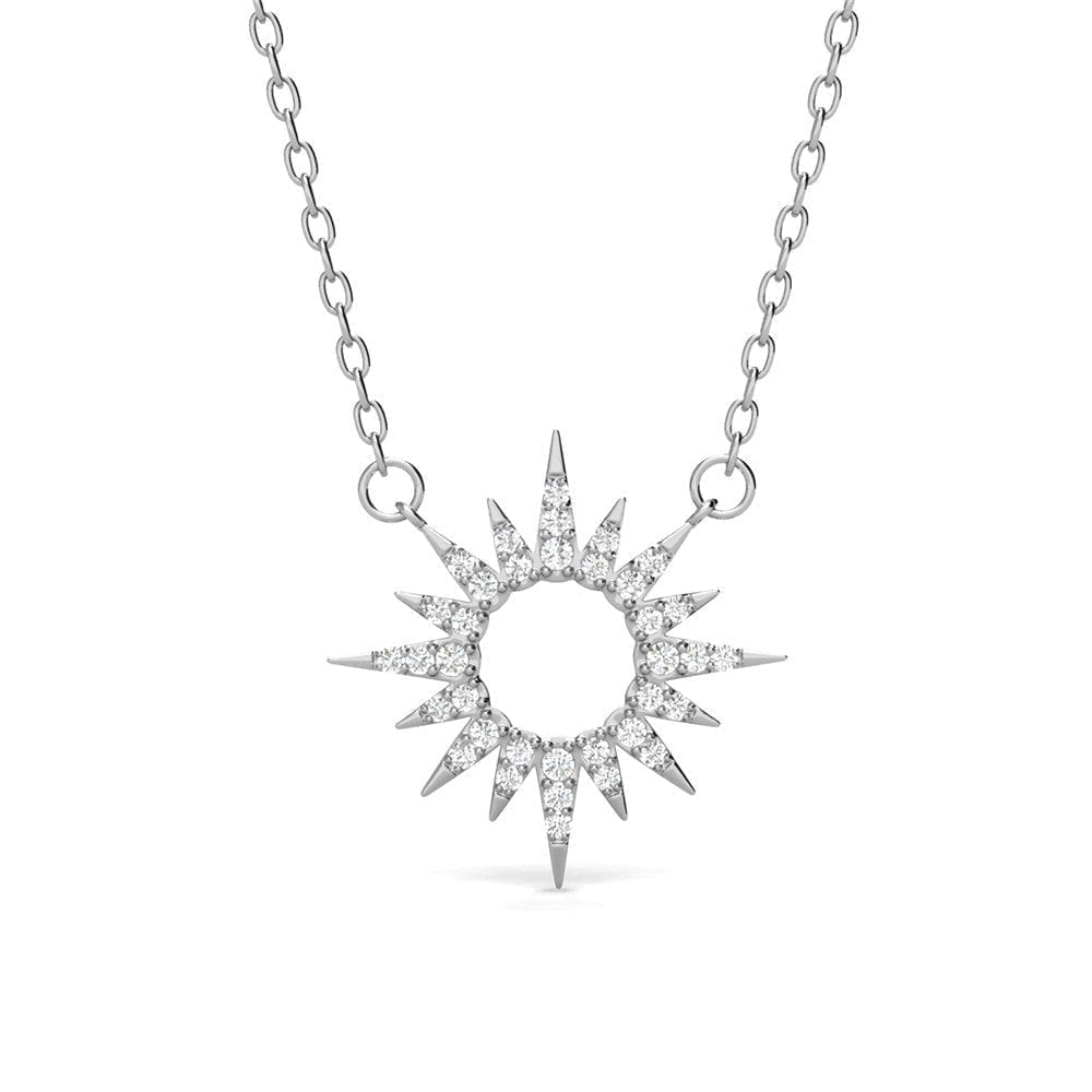 Cate & Chloe Evie 18k White Gold Plated Sun Pendant Necklace with Swarovski Crystals Gift for Women