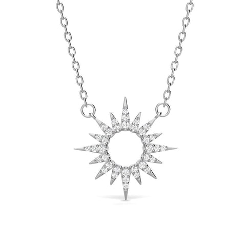 Evie 18k White Gold Plated Sun Pendant Necklace with Swarovski Crystals Gift for Women