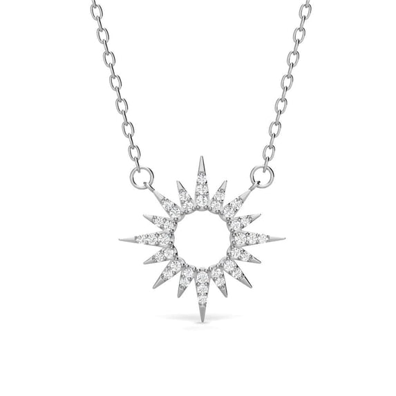 Cate & Chloe Evie 18k White Gold Plated Sun Pendant Necklace with Swarovski Crystals Gift for Women