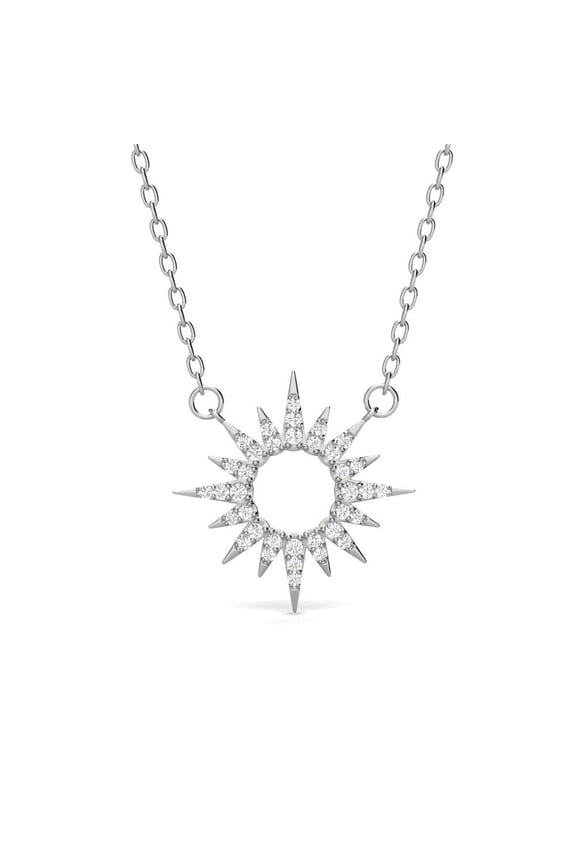 Evie 18k White Gold Plated Sun Pendant Necklace with Swarovski Crystals Gift for Women