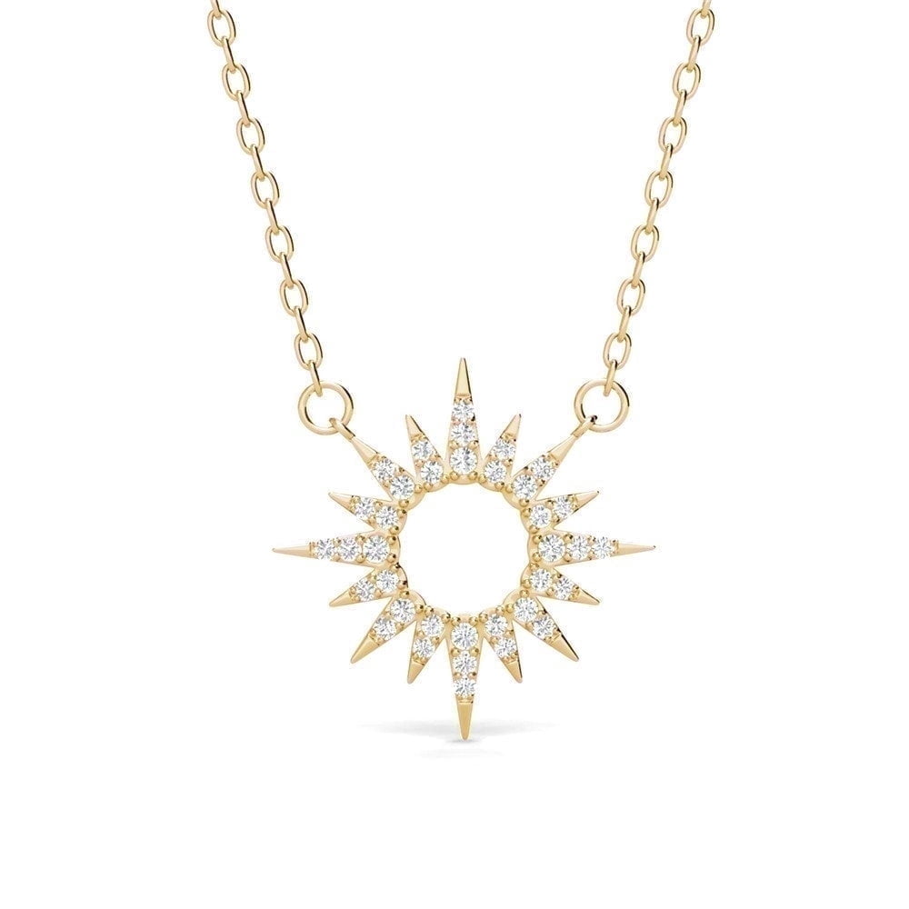 Cate & Chloe Evie 18k Yellow Gold Plated Sun Pendant Necklace with Swarovski Crystals for Women