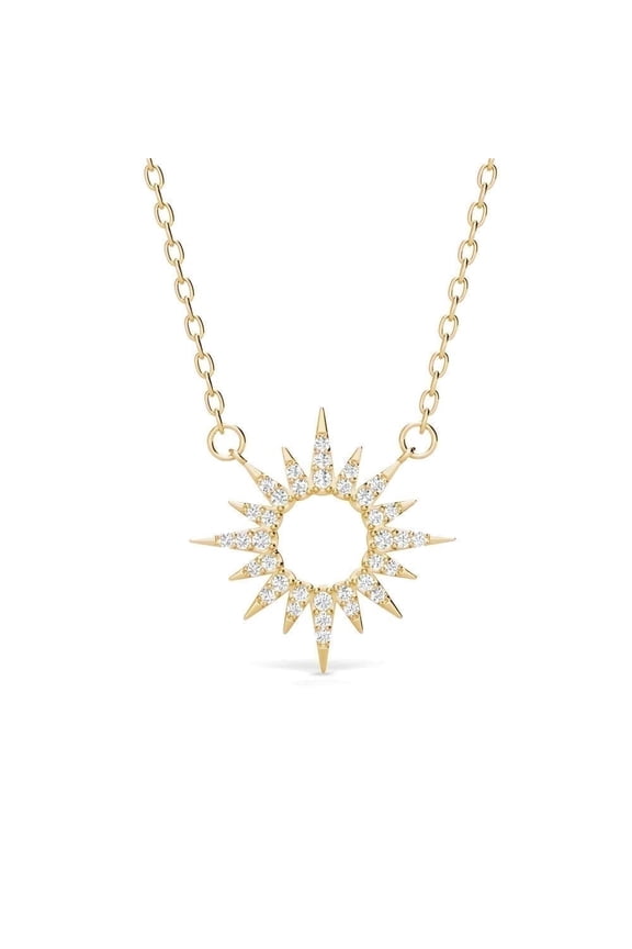 Evie 18k Yellow Gold Plated Sun Pendant Necklace with Swarovski Crystals for Women