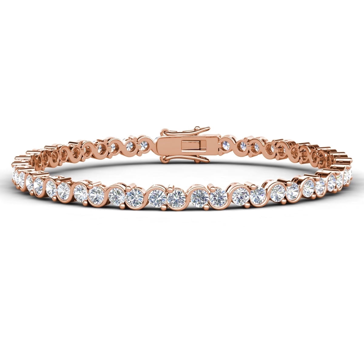 Cate & Chloe Ezra 18k Rose Gold Plated Infinity Tennis Bracelet with Simulated Diamond for Women