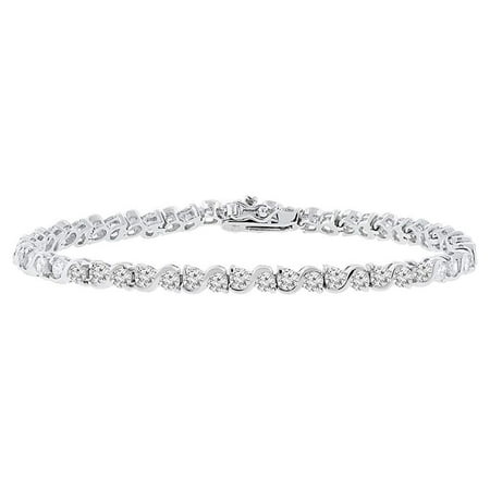 Cate & Chloe Ezra 18k White Gold Plated Bangle Bracelet with Unique Infinity Chain Design & CZ Stones for Women