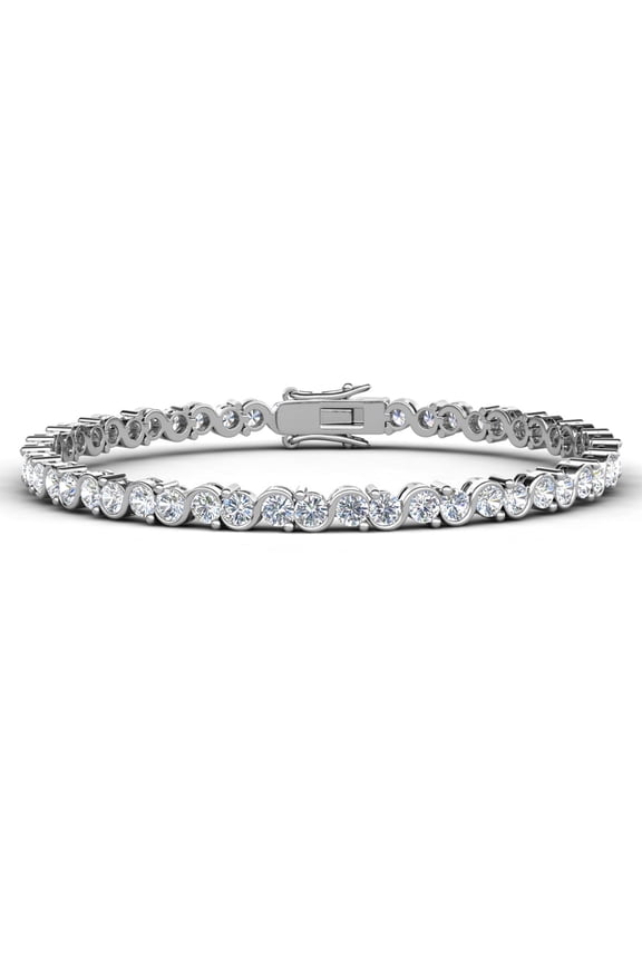 Ezra 18k White Gold Plated Infinity Tennis Bracelet with Simulated Diamond for Women