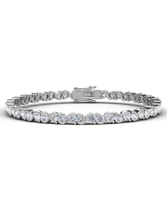 Ezra 18k White Gold Plated Infinity Tennis Bracelet with Simulated Diamond for Women