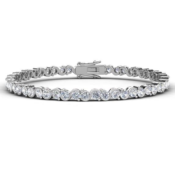 Cate & Chloe Ezra 18k White Gold Plated Infinity Tennis Bracelet with Simulated Diamond for Women