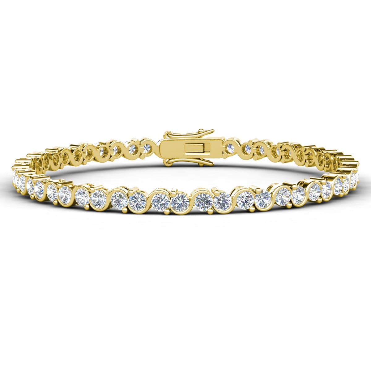 Cate Chloe Ezra 18k White Gold Plated Infinity Tennis Bracelet with Simulated Diamond for Women