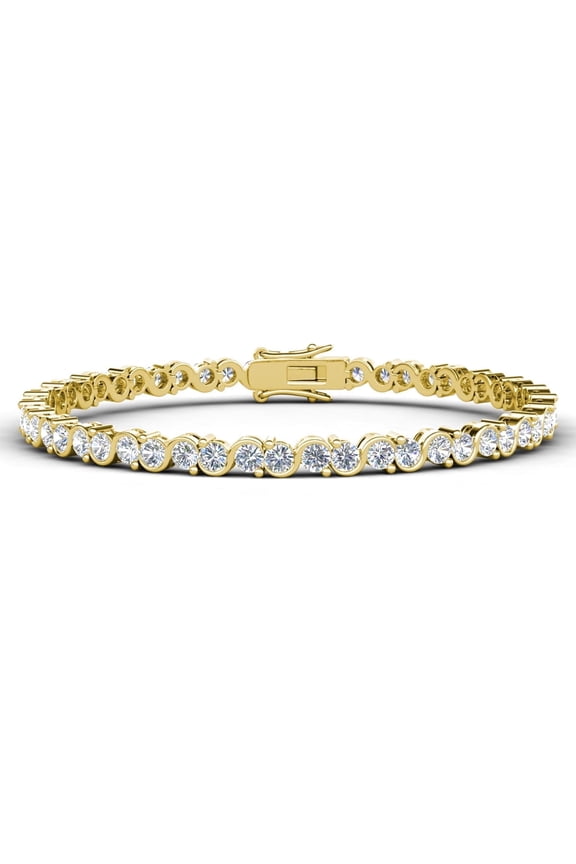 Ezra 18k Yellow Gold Plated Infinity Tennis Bracelet with Simulated Diamond for Women