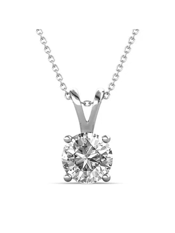Faye 18k White Gold Plated Silver Pendant Necklace with Swarovski Crystal for Women